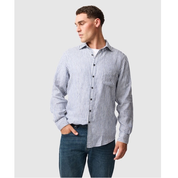 NEW Rodd & Gunn Sports Fit Navy and White Striped Shirt - Picture 8 of 14